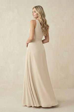 One - Shoulder A - Line Chiffon Bridesmaid Dress in Champagne - SHE IS ME Bridesmaid Dresses