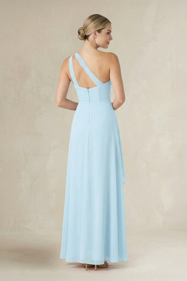 One - Shoulder Sheath Ruched Ruffled Bridesmaid Dress - SHE IS ME Bridesmaid Dresses