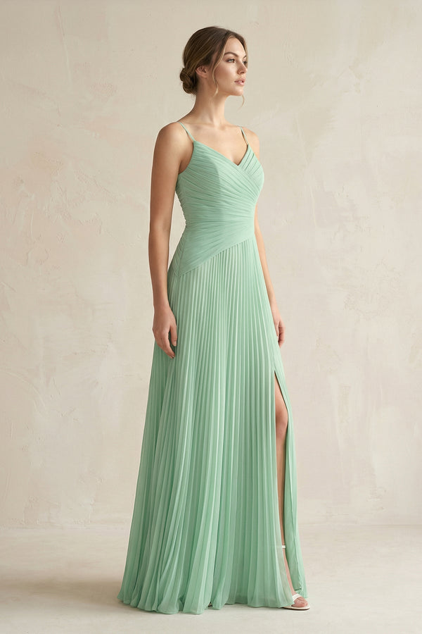 Pleated A - Line Long Chiffon Bridesmaid Dress - SHE IS ME Bridesmaid Dresses