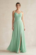 Pleated A - Line Long Chiffon Bridesmaid Dress - SHE IS ME Bridesmaid Dresses