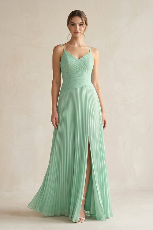 Pleated A - Line Long Chiffon Bridesmaid Dress - SHE IS ME Bridesmaid Dresses