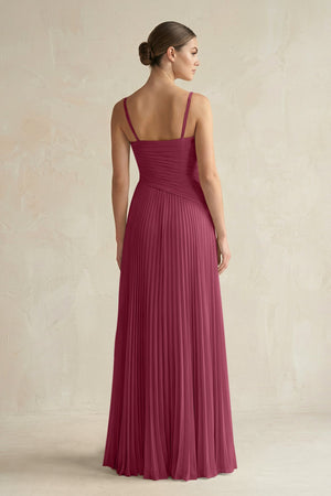 Pleated A-Line Long Chiffon Bridesmaid Dress in Desert Rose