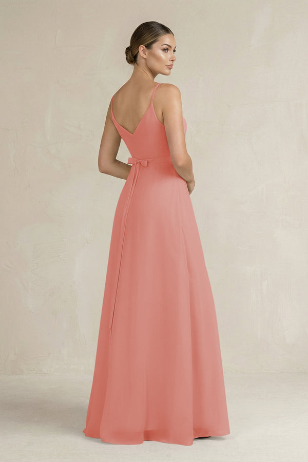 Ruched A - Line Chiffon Bridesmaid Dress with Slit in Mulberry - SHE IS ME Bridesmaid Dresses