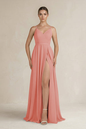 Ruched A - Line Chiffon Bridesmaid Dress with Slit in Mulberry - SHE IS ME Bridesmaid Dresses