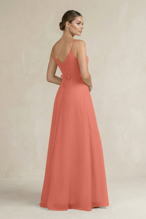 Ruched A - Line Chiffon Bridesmaid Dress with Slit in Wild Rose - SHE IS ME Bridesmaid Dresses