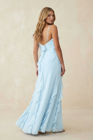 Ruffled Cami Strap Chiffon Sheath Bridesmaid Dress - SHE IS ME Bridesmaid Dresses