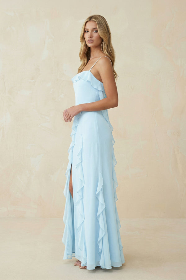 Ruffled Cami Strap Chiffon Sheath Bridesmaid Dress - SHE IS ME Bridesmaid Dresses