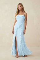 Ruffled Cami Strap Chiffon Sheath Bridesmaid Dress - SHE IS ME Bridesmaid Dresses