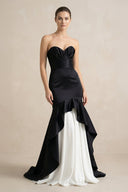 Ruffled Mermaid Prom Gown in Black and White - SHE IS ME PROM DRESSES