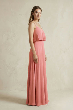 Ruffled Spaghetti Strap A-Line Chiffon Bridesmaid Dress in Mulberry - SHE IS ME BRIDESMAID DRESSES
