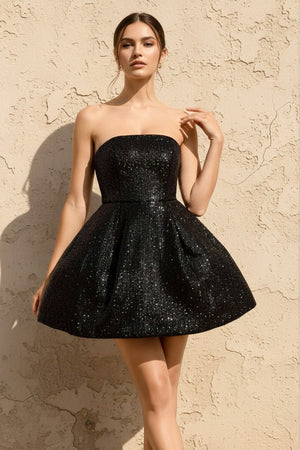 Sequin Mini Dress in Black - SHE IS ME