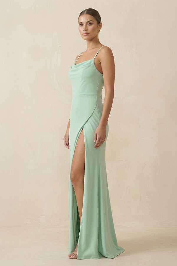 Sheath Spaghetti Straps Chiffon Long Bridesmaid Dress - SHE IS ME Bridesmaid Dresses