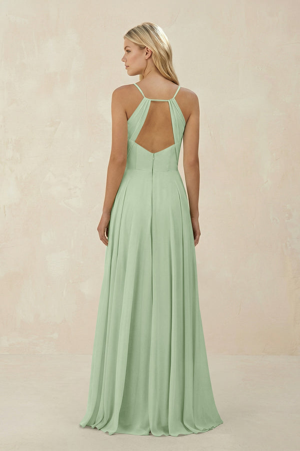 Spaghetti Strap A - Line Chiffon Bridesmaid Dress in Sage - SHE IS ME Bridesmaid Dresses