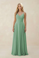 Spaghetti Strap A - Line Chiffon Bridesmaid Dress in Sea Glass - SHE IS ME Bridesmaid Dresses