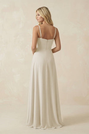Spaghetti Strap Chiffon A - Line Bridesmaid Dress in Dove Gray - SHE IS ME Bridesmaid Dresses