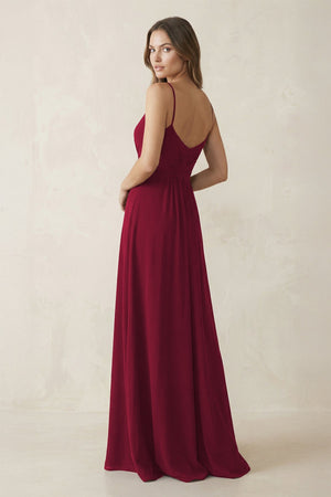 Spaghetti Strap Ruched Chiffon A - Line Bridesmaid Dress - SHE IS ME Bridesmaid Dresses