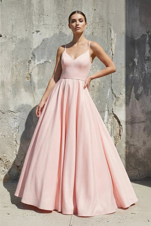Spaghetti Straps A - Line Gown in Pink - SHE IS ME