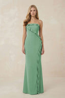 Strapless Ruffled Sheath Bridesmaid Dress in Sea Glass - SHE IS ME Bridesmaid Dresses