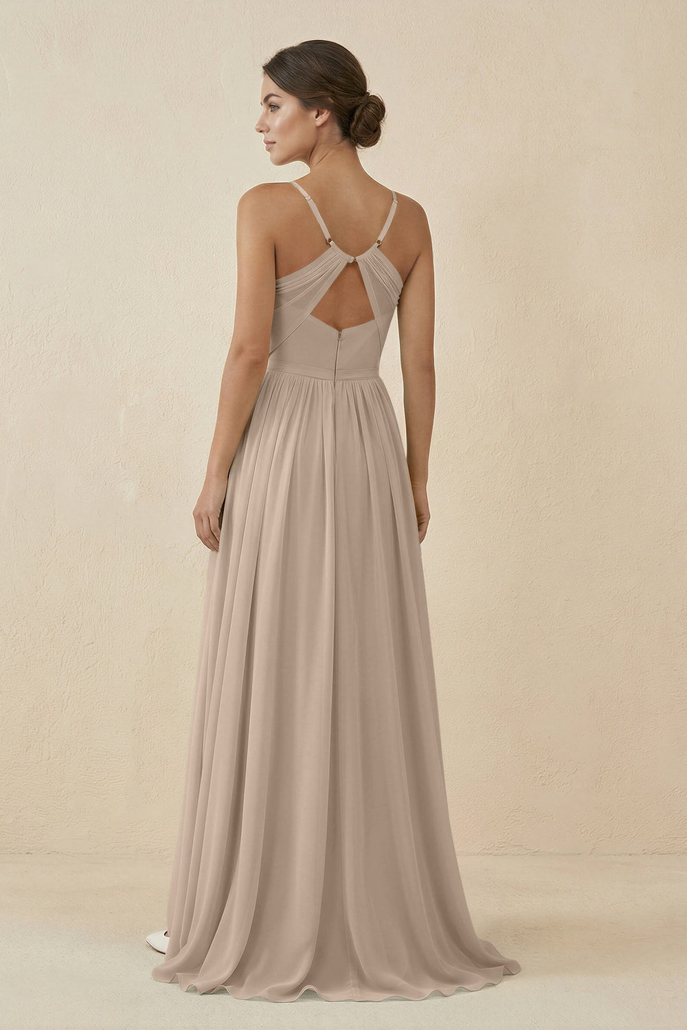 Sweetheart A - Line Chiffon Bridesmaid Dress in Almond - SHE IS ME Bridesmaid Dresses