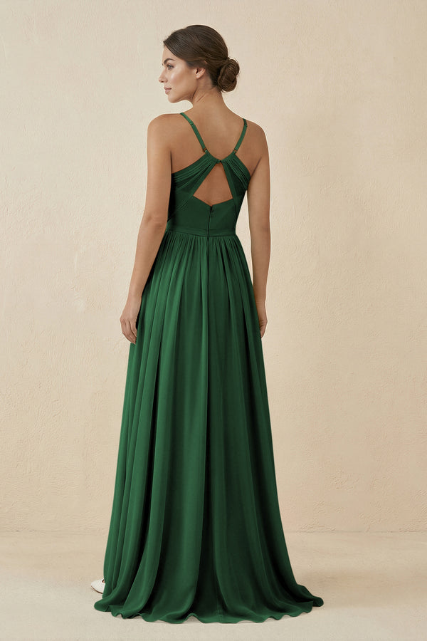 Sweetheart A - Line Chiffon Bridesmaid Dress in Dark Green - SHE IS ME Bridesmaid Dresses