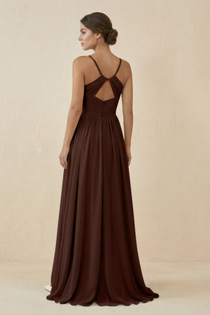 Sweetheart A - Line Chiffon Bridesmaid Dress in Espresso - SHE IS ME Bridesmaid Dresses