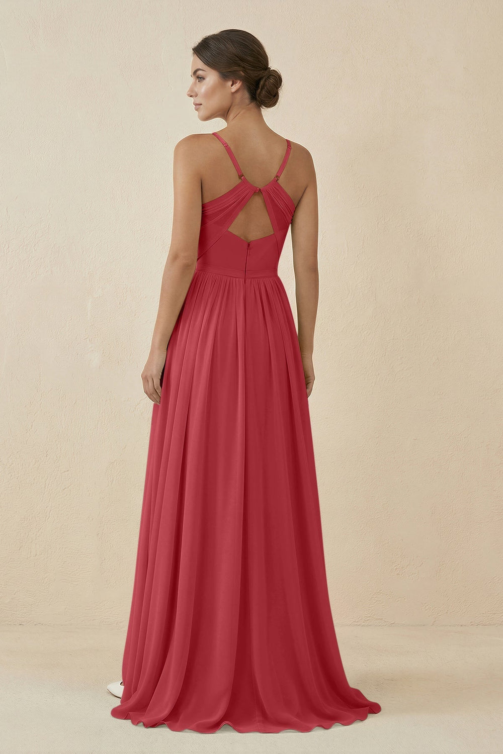 Sweetheart A - Line Chiffon Bridesmaid Dress in Merlot - SHE IS ME Bridesmaid Dresses