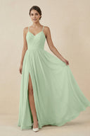 Sweetheart A - Line Chiffon Bridesmaid Dress in Sage - SHE IS ME Bridesmaid Dresses