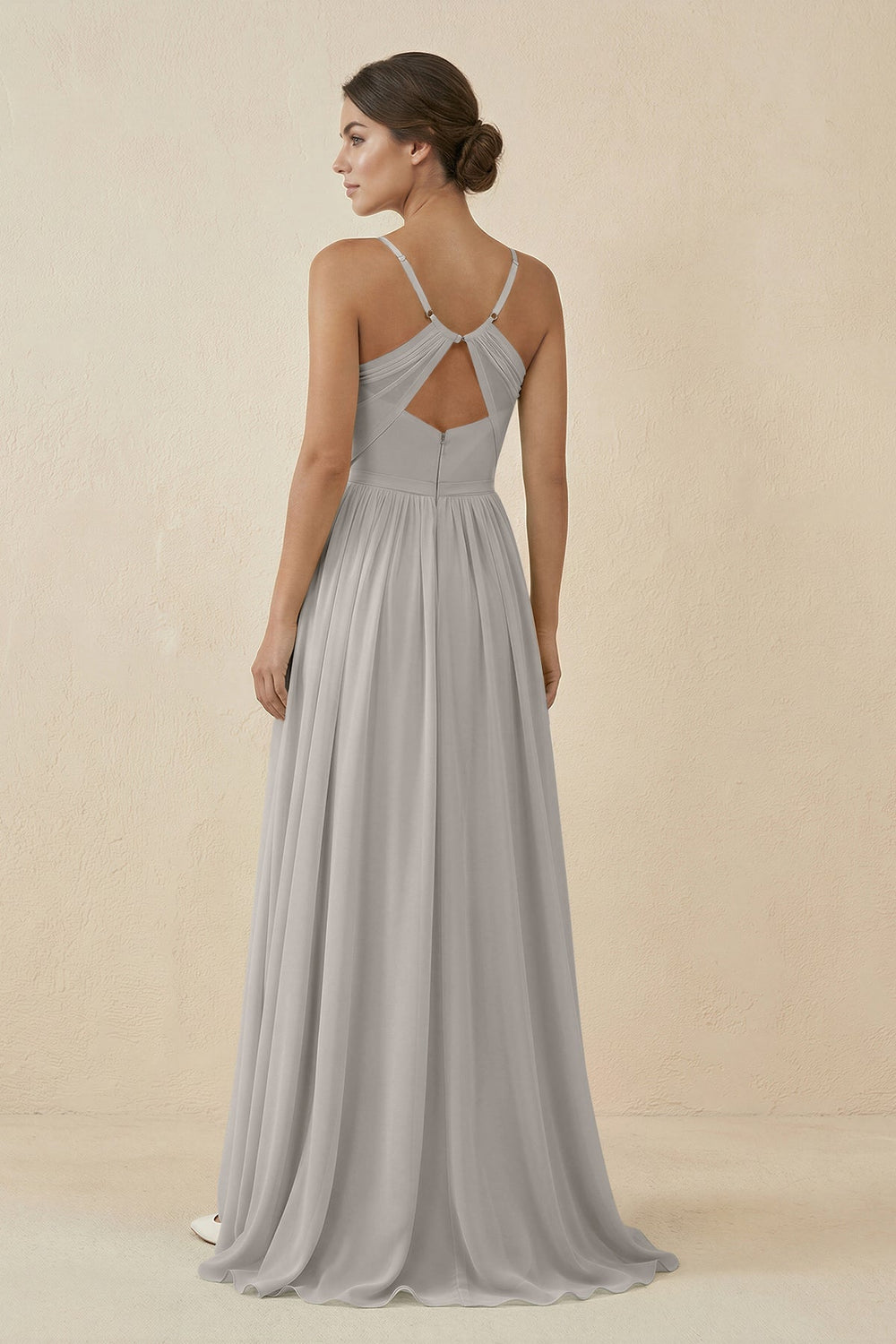 Sweetheart A - Line Chiffon Bridesmaid Dress in Silver - SHE IS ME Bridesmaid Dresses
