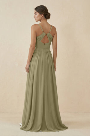 Sweetheart A - Line Chiffon Bridesmaid Dress in Thyme - SHE IS ME Bridesmaid Dresses
