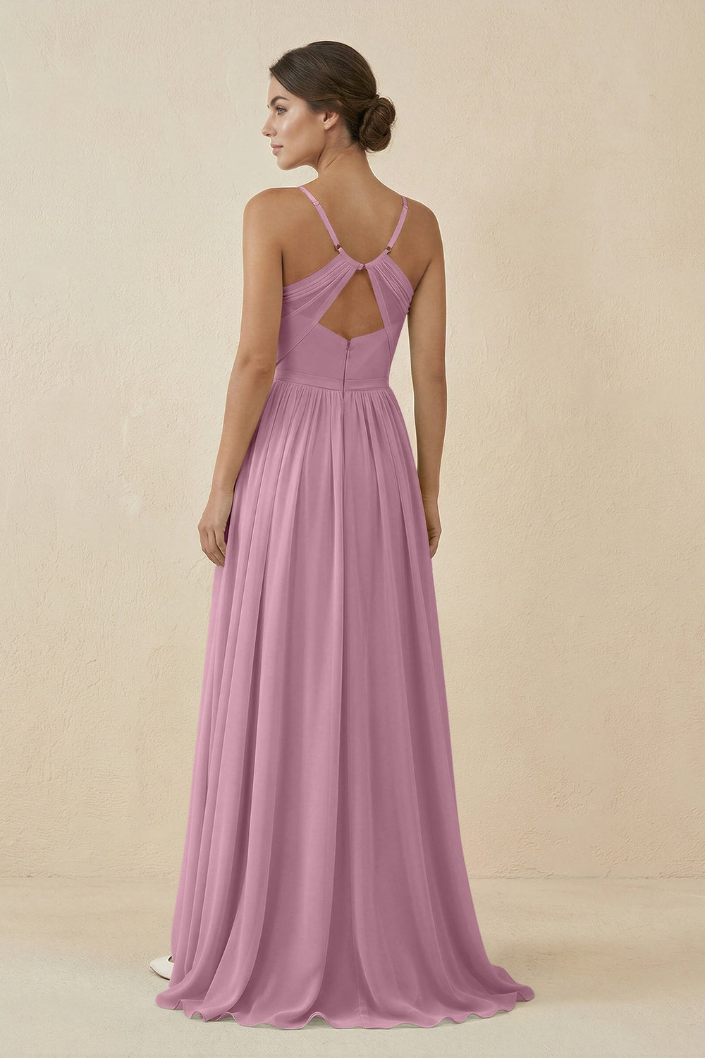 Sweetheart A - Line Chiffon Bridesmaid Dress in Vintage Mauve - SHE IS ME Bridesmaid Dresses
