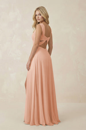 Sweetheart A - Line Chiffon Long Bridesmaid Dress in English Rose - SHE IS ME Bridesmaid Dresses