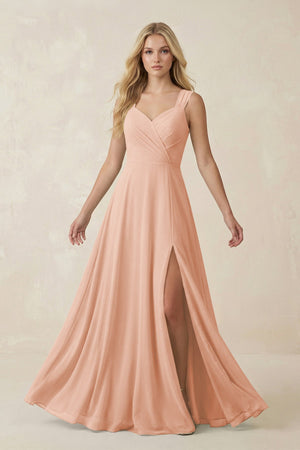 Sweetheart A - Line Chiffon Long Bridesmaid Dress in English Rose - SHE IS ME Bridesmaid Dresses