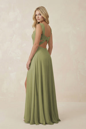Sweetheart A - Line Chiffon Long Bridesmaid Dress in Moss Green - SHE IS ME Bridesmaid Dresses