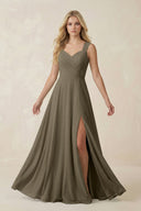 Sweetheart A - Line Chiffon Long Bridesmaid Dress in Willow Green - SHE IS ME Bridesmaid Dresses