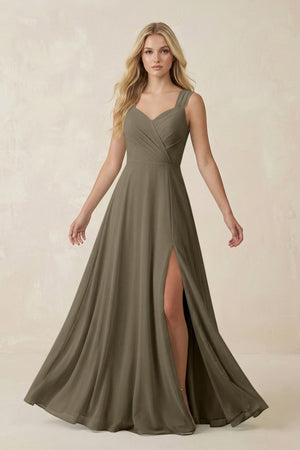Sweetheart A - Line Chiffon Long Bridesmaid Dress in Willow Green - SHE IS ME Bridesmaid Dresses