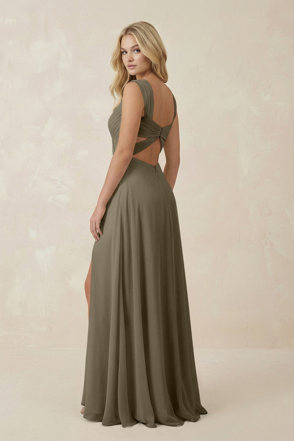 Sweetheart A - Line Chiffon Long Bridesmaid Dress in Willow Green - SHE IS ME Bridesmaid Dresses