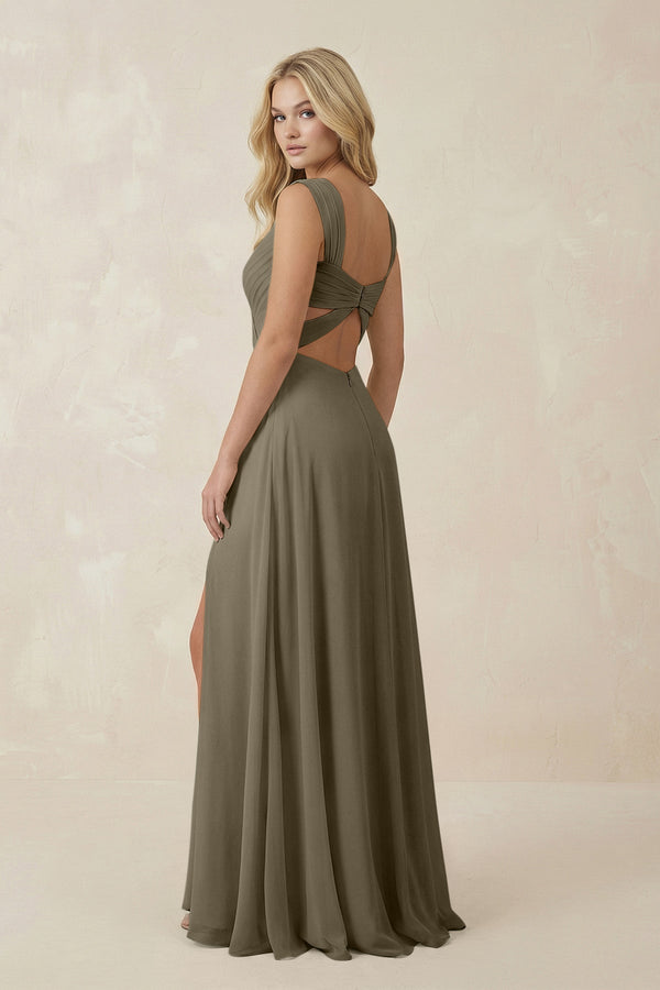 Sweetheart A - Line Chiffon Long Bridesmaid Dress in Willow Green - SHE IS ME Bridesmaid Dresses