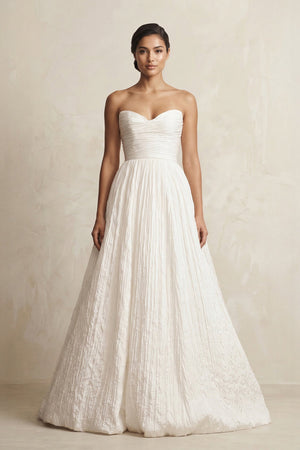 Sweetheart A - Line Pleated Ball Gown Wedding Dress in Ivory - SHE IS ME Wedding Dresses