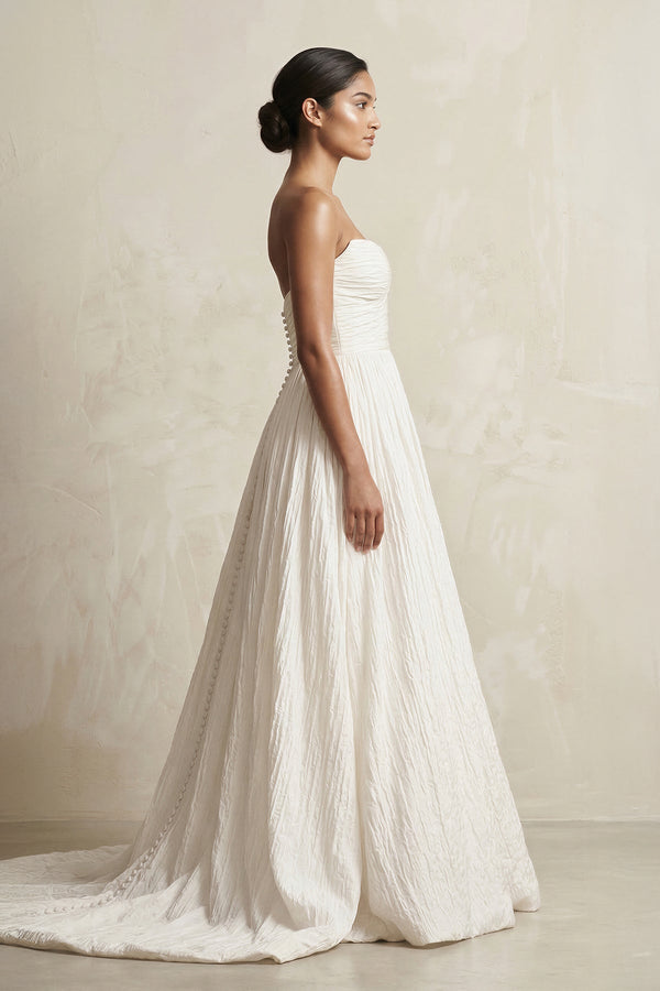 Sweetheart A - Line Pleated Ball Gown Wedding Dress in Ivory - SHE IS ME Wedding Dresses