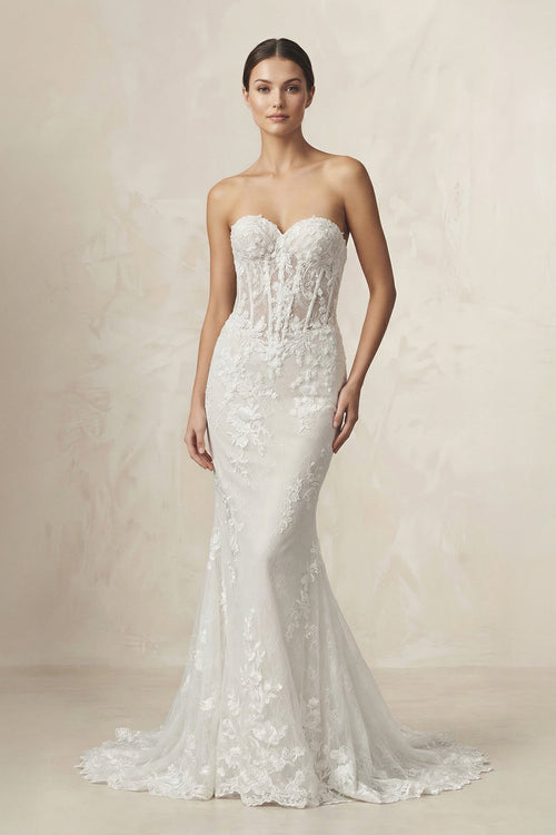 itchy lace wedding dress Fitted Wedding Dress with Detachable Skirt,Sexy Wedding Dress,WD00612, US8 / White main image 0
