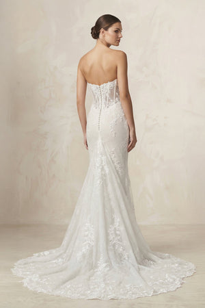 Sweetheart Mermaid Appliqued Corset Wedding Dress in Ivory - SHE IS ME Wedding Dresses