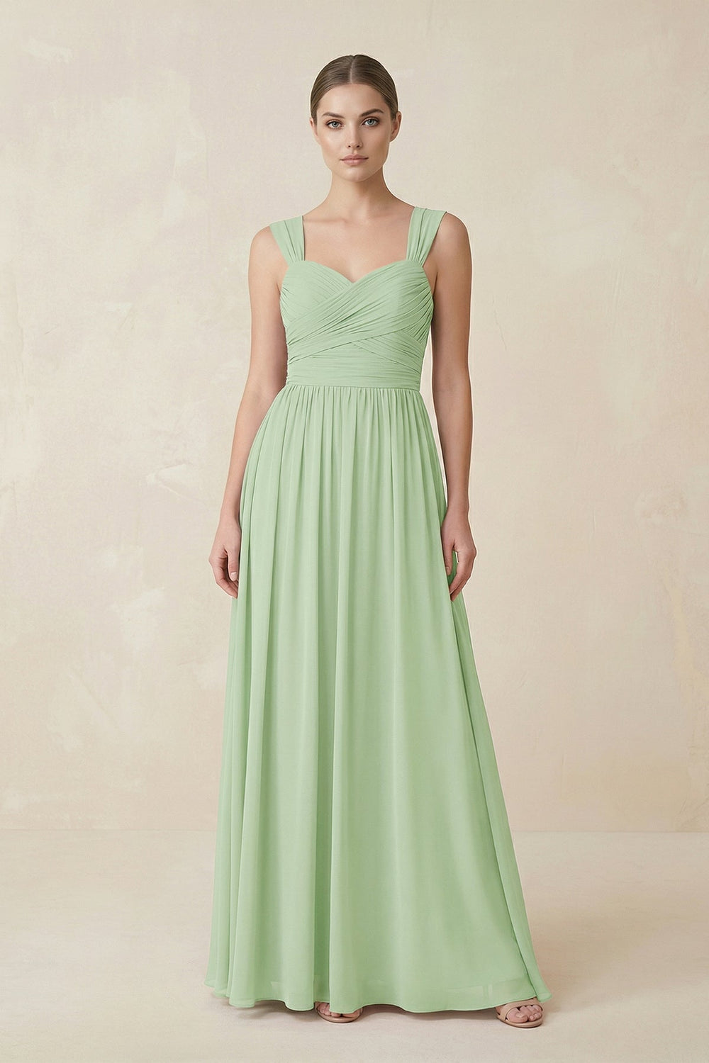 Sweetheart Pleated Chiffon A-Line Bridesmaid Dress in Sage - SHE IS ME BRIDESMAID DRESSES