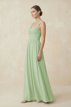 Sweetheart Pleated Chiffon A-Line Bridesmaid Dress in Sage - SHE IS ME BRIDESMAID DRESSES