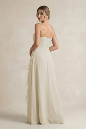 Sweetheart Ruffled A - Line Chiffon Bridesmaid Dress with Slit in Dove Gray - SHE IS ME Bridesmaid Dresses