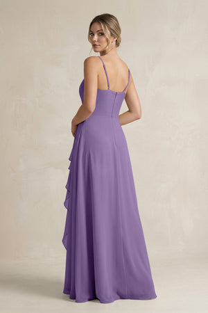 Sweetheart Ruffled A - Line Chiffon Bridesmaid Dress with Slit in Tahiti - SHE IS ME Bridesmaid Dresses