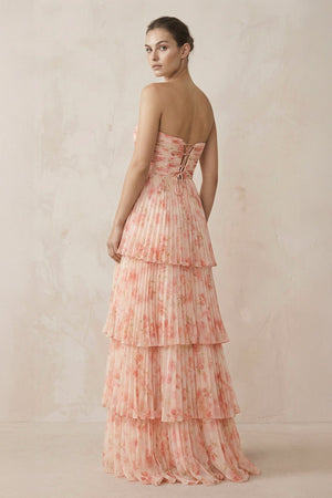 Tiered A - Line Pleated Chiffon Maxi Dress - SHE IS ME Bridesmaid Dresses