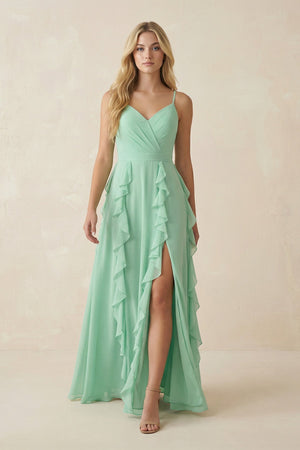 Tiered Ruffle A - Line Chiffon Bridesmaid Dress - SHE IS ME Bridesmaid Dresses