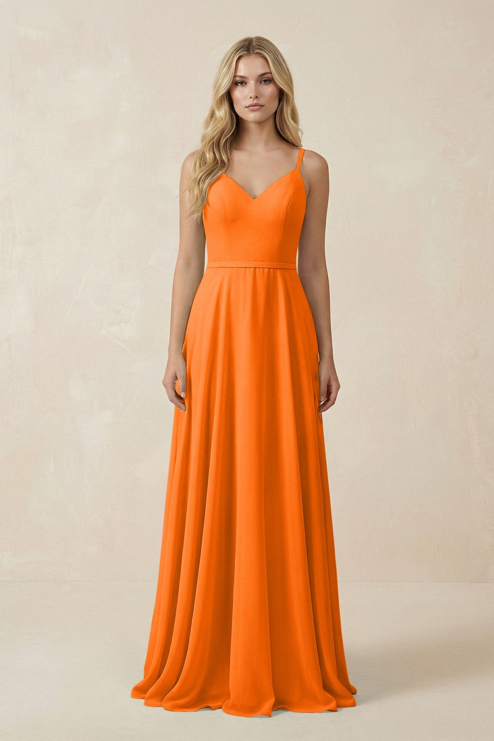 V - Neck A - Line Chiffon Bridesmaid Dress with Crisscross Back in Cinnamon - SHE IS ME Bridesmaid Dresses