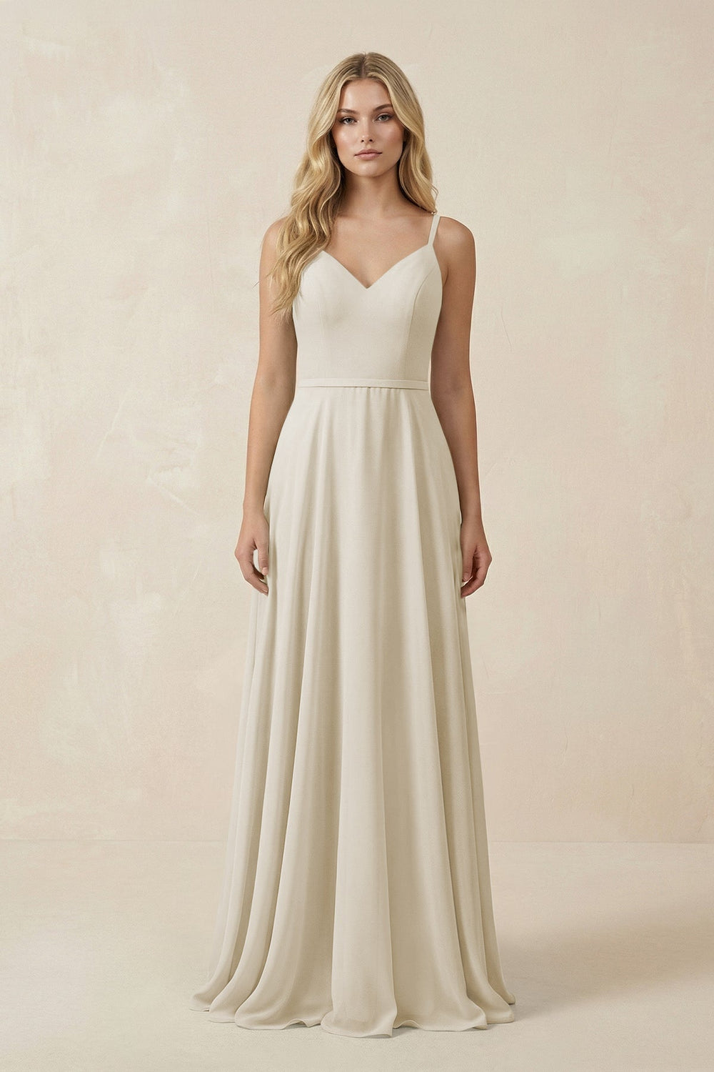 V - Neck A - Line Chiffon Bridesmaid Dress with Crisscross Back in Dove Gray - SHE IS ME Bridesmaid Dresses