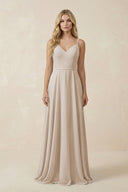 V - Neck A - Line Chiffon Bridesmaid Dress with Crisscross Back in Frost - SHE IS ME Bridesmaid Dresses